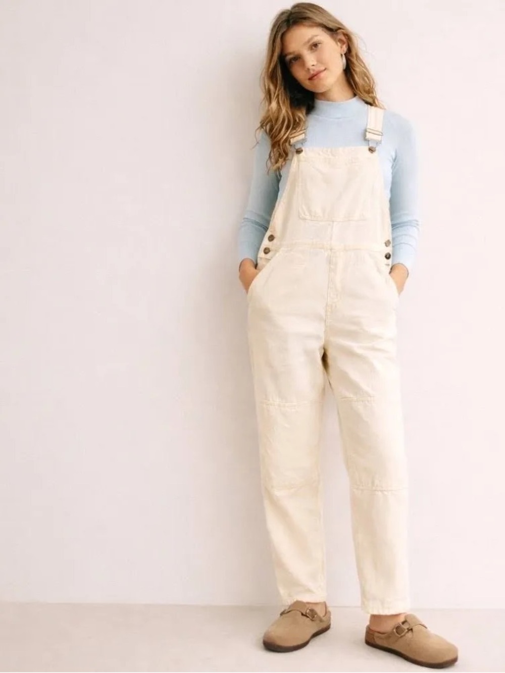 Faherty Corduroy Overalls in Egret/ Ivory